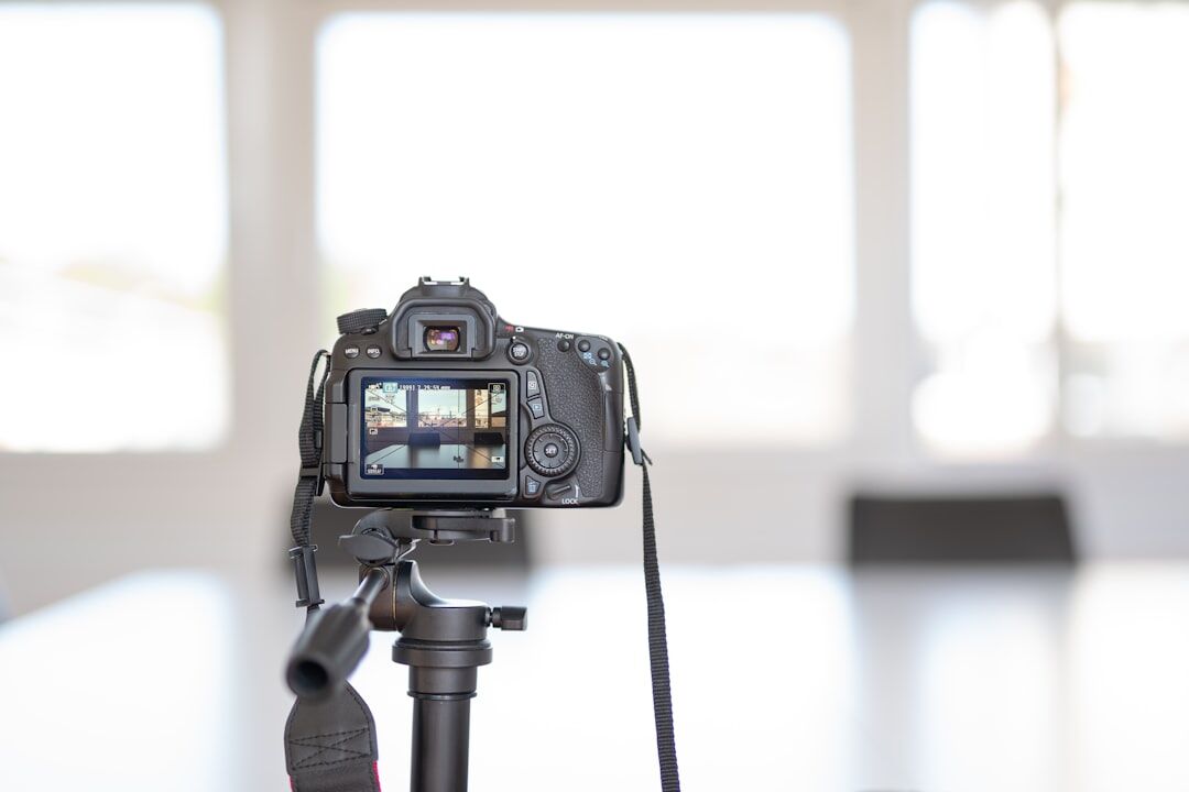 Modern media office with broadcast equipment