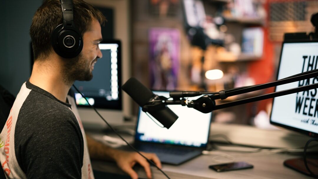 Broadcast training team working together in a studio