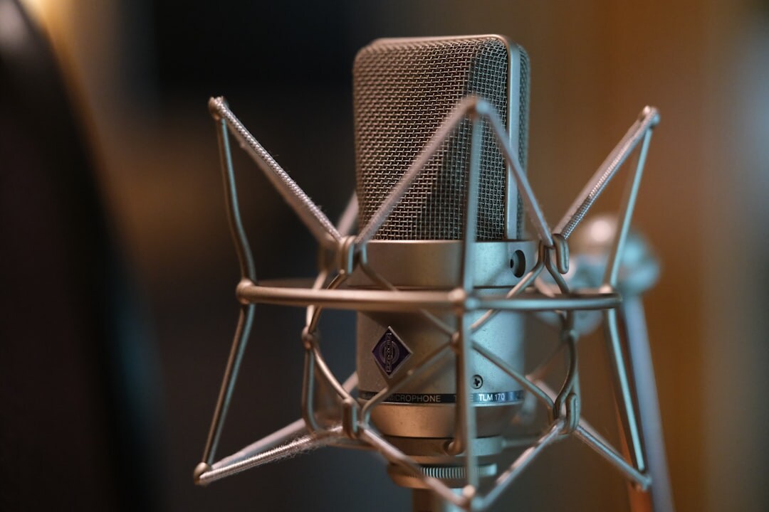 Professional microphone in broadcast studio close-up
